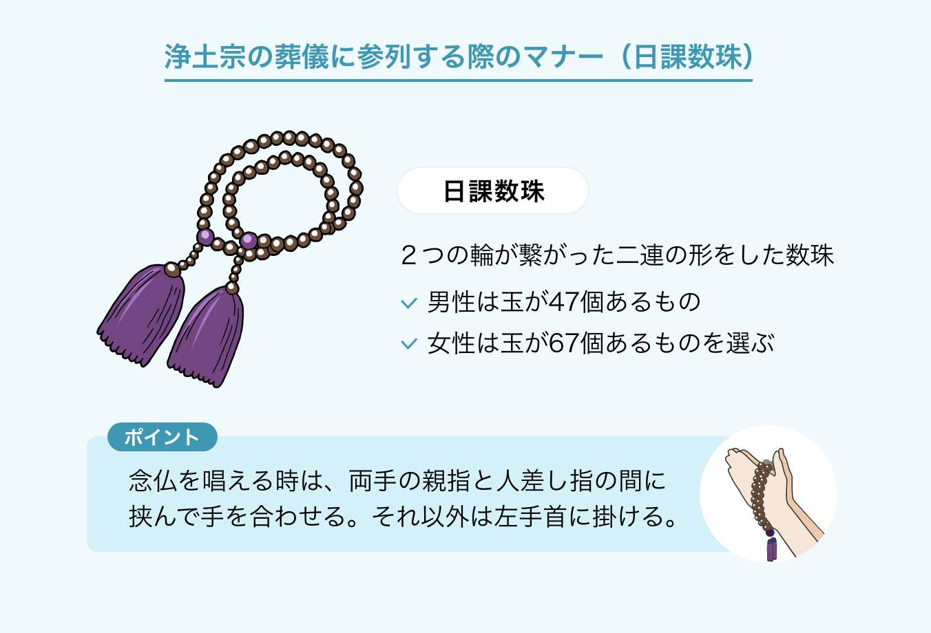 浄土宗の葬儀に参列する際のマナー（日課数珠）
