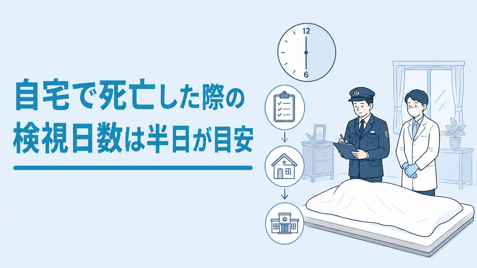 自宅で死亡した際の検視日数は何日？検視の流れや費用を解説