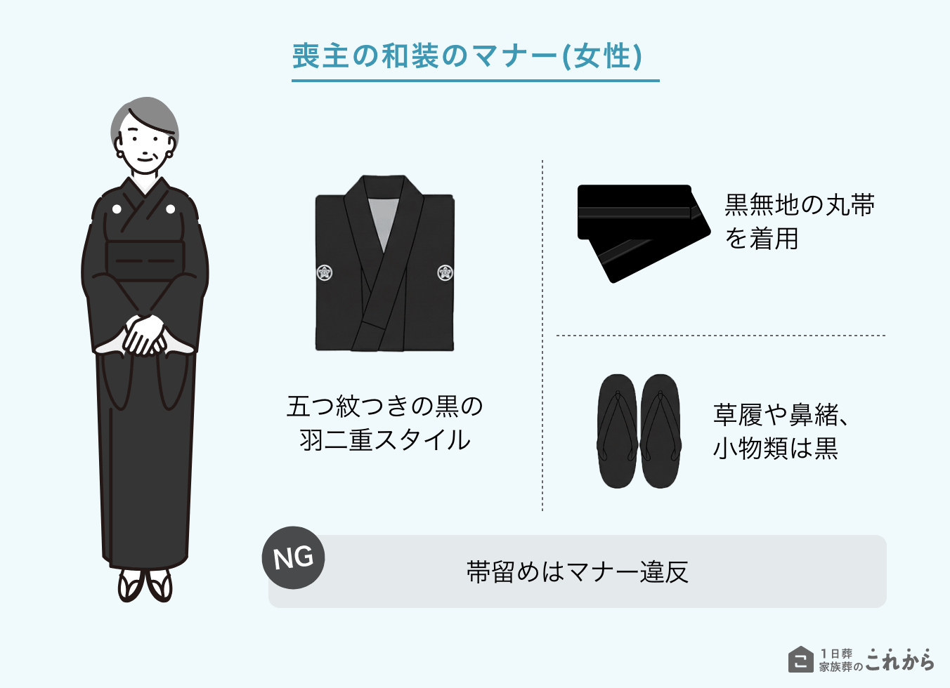 喪主の和装のマナー（女性）